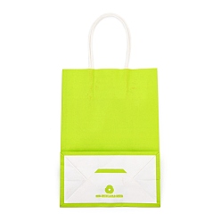 Зелено-Желтый Бумажные мешки, подарочные пакеты, сумки для покупок, с ручками, зеленый желтый, 15x8x21 см