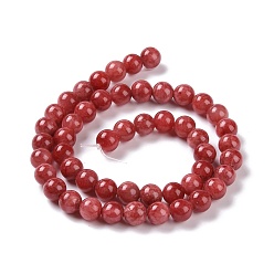 Red Natural Persian Jade Beads Strands, Dyed, Round, Red, 8mm, Hole: 1.2~1.5mm, about 50pcs/strand, 16 inch