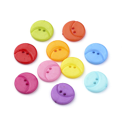 Mixed Color 2-Hole Acrylic Buttons, Flat Round, Mixed Color, 15.5x2mm, Hole: 1.5mm