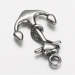 Antique Silver 304 Stainless Steel Pendants, Anchor, Antique Silver, 31x20x3mm, Hole: 3mm