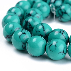 Medium Turquoise Synthetic Turquoise Beads Strand, Dyed, Round, Medium Turquoise, 4mm, Hole: 1mm, about 100pcs/Strand, 16 inch(40.64cm)