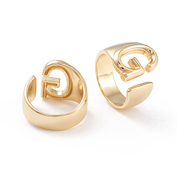 Letter G Brass Cuff Rings, Open Rings, Long-Lasting Plated, Real 18K Gold Plated, Letter.G, Size 6, 17mm