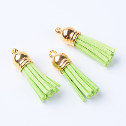 Mixed Color Faux Suede Tassel Pendant Decorations, with CCB Plastic Cord Ends, Mixed Color, 35~37x10mm, Hole: 2.5~3mm