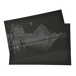 Другие Царапина радуга живопись искусство бумага, diy ночной вид на город, с бумажной карточкой и палочками, Лувр, Франция, 40.5x28.4x0.05 см