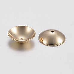 Real 18K Gold Plated 304 Stainless Steel Bead Caps, Apetalous, Real 18k Gold Plated, 8x2.5mm, Hole: 1mm
