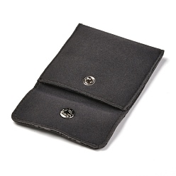 Black Square Velvet Jewelry Bags, with Snap Fastener, Black, 6.7~7.3x6.7~7.3x0.95cm