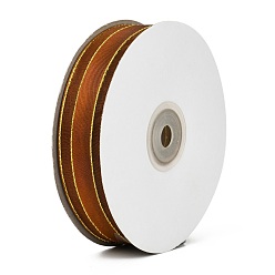 Sienna Solid Color Organza Ribbons, Golden Wired Edge Ribbon, for Party Decoration, Gift Packing, Sienna, 1"(25mm), about 50yard/roll(45.72m/roll)