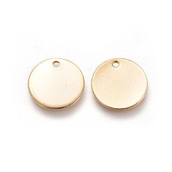 Golden 304 Stainless Steel Charms, Flat Round, Stamping Blank Tag, Golden, 15x1mm, Hole: 1.6mm