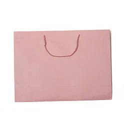 Pink Sacs en papier kraft, sacs-cadeaux, sacs à provisions, sacs de mariage, rectangle avec poignées, rose, 35x48x14.2 cm