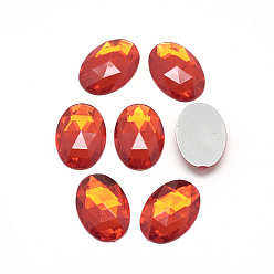 Mixed Color Acrylic Rhinestone Flat Back Cabochons, Faceted, Bottom Silver Plated, Oval, Mixed Color, 40x30x7~7.5mm