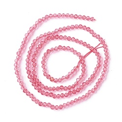 Pink Chapelets de perles en verre transparentes  , facette, ronde, rose, 2mm, Trou: 0.6mm, Environ 182~201 pcs/chapelet, 14.57~15.24 pouce ((37~38.7 cm)