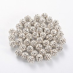Crystal Polymer Clay Rhinestone Beads, Pave Disco Ball Beads, Grade A, Crystal, PP9(1.5.~1.6mm), 6mm, Hole: 1.2mm