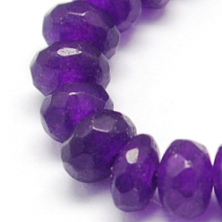 Indigo Natural Jade Bead Strands, Dyed, Faceted, Rondelle, Indigo, 8x5mm, Hole: 1mm, 14.9 inch