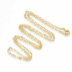 Golden Brass Cable Chain Necklace Making, with Lobster Claw Clasps, Golden, 32 inch(81.5cm)