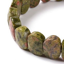 Унакит Эластичный браслет из натурального унакита овальной формы из бисера, украшения из драгоценных камней для женщин, внутренний диаметр: 2-1/8 дюйм (5.4~5.5 см)