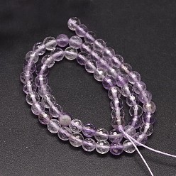 Ametrine Faceted Natural Ametrine Round Bead Strands, 6mm, Hole: 1mm, about 63pcs/strand, 15 inch