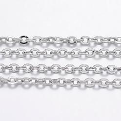 Stainless Steel Color 304 Stainless Steel Cable Chains, Soldered, with Spool, for Jewelry Making, Unwelded, Stainless Steel Color, 2.5x2x0.5mm, about 32.8 Feet(10m)/roll