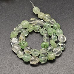 Light Green Watermelon Stone Glass Beads Strands, Tumbled Stone, Nuggets, Light Green, 9~13x9~13x9~13mm, Hole: 1mm, about 35~40pcs/strand, 15.7 inch