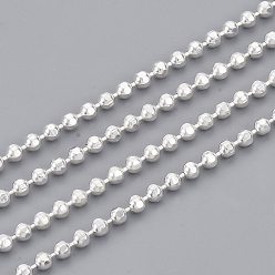 Silver Brass Ball Chains, Faceted, Long-Lasting Plated, Soldered, with Spool, Cadmium Free & Lead Free, Silver, 2mm, about 301.83 Feet(92m)/roll