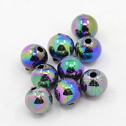Multi-color Plated Plating Plastic Acrylic Round Beads, Multi-color Plated, 12mm, Hole: 2mm, about 550pcs/pound