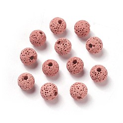 Flamingo Unwaxed Natural Lava Rock Beads, for Perfume Essential Oil Beads, Aromatherapy Beads, Dyed, Round, Flamingo, 8.5mm, Hole: 1.5~2mm