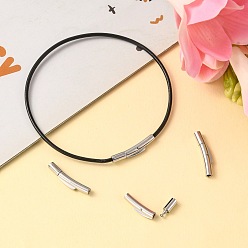 Stainless Steel Color Column 304 Stainless Steel Bayonet Necklace Clasps, Stainless Steel Color, 25~25.5x4.5~5x4mm, Hole: 1.8~2mm