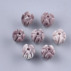Rosy Brown Synthetic Coral Beads, Dyed, Flower Bud, Rosy Brown, 8.5x7mm, Hole: 1mm