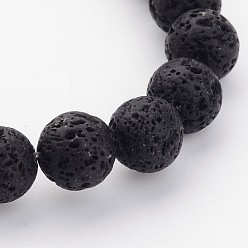 Лавовый камень Бусы из натуральной лавы, чёрные, круглые, 8 мм, отверстие : 1 мм, около 47 шт / нитка, 15 дюйм