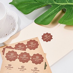 Colorful Sealing Stickers, Label Paster Picture Stickers, Flower with Word Hand Made for You, Colorful, 30mm, 12pcs/sheet