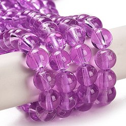 Medium Orchid Drawbench Transparent Glass Beads Strands, Spray Painted, Round, Medium Orchid, 8mm, Hole: 1.3~1.6mm, 31.4 inch