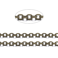 Antique Bronze Brass Cable Chains, Soldered, with Spool, Oval, Long-Lasting Plated, Cadmium Free & Nickel Free & Lead Free, Antique Bronze, 3x2x0.6mm