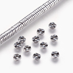 Platinum Plated Electroplated Non-magnetic Synthetic Hematite Bead Strand, Twist Square, Frosted, Platinum Plated, 3x1mm, Hole: 0.8mm, about 384pcs/strand, 15.7 inch(40cm)