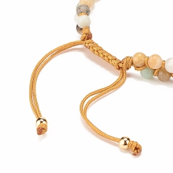 Mixed Stone Teardrop Gemstone Braided Bead Bracelet, Double Line Adjustable Bracelet for Women, Inner Diameter: 2-1/8~3-3/8 inch(5.4~8.6cm)