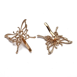 Light Gold Iron Hair Findings, Pony Hook, Ponytail Decoration Accessories, Fit for Brass Filigree Cabochons, Butterfly, Light Gold, 42x41x12mm, Hole: 3mm
