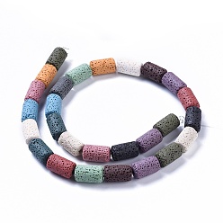 Colorful Natural Lava Rock Beads Strands, Dyed, Column, Colorful, 14~15x8mm