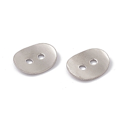 Stainless Steel Color 304 Stainless Steel Buttons, 2-Hole, Oval, Stainless Steel Color, 14x11x1mm, Hole: 2mm
