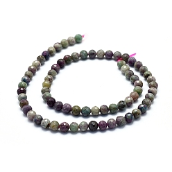 Ruby in Zoisite Natural Ruby in Zoisite Beads Strands, Faceted, Round, 6mm, Hole: 1mm, about 71pcs/strand, 16.14 inch(41cm)