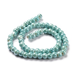 Light Sky Blue Handmade Porcelain Beads, Bright Glazed Porcelain, Rondelle, Light Sky Blue, 7x5mm, Hole: 2mm, about 65pcs/strand, 13.3 inch