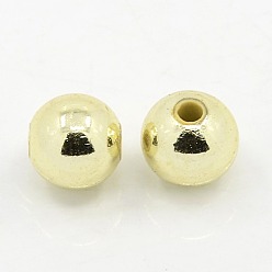 Golden Plated Plating Plastic Acrylic Round Beads, Light Golden Plated, 12mm, Hole: 2mm, about 550pcs/pound