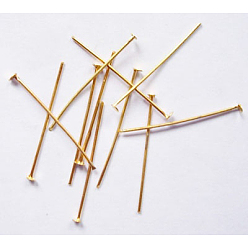 Golden Iron Flat Head Pins, Cadmium Free & Lead Free, Golden, 20x0.75~0.8mm, Head: 2.5mm, about 9700pcs/1000g