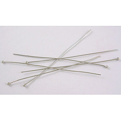 Platinum Brass Ball Head pins, Platinum Color, Size: about 0.5mm thick, 50mm long, head: 1.5mm