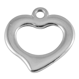 CCB Plastic Pendants, Great for Mother's Day Projects, Nickel Color, Heart, 18x18x2mm, hole: 2mm.