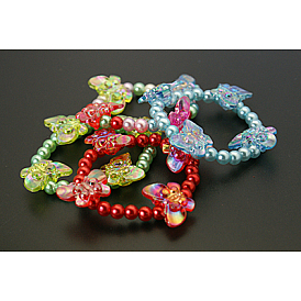 Kinder Armbänder, mit Imitationsperle Acrylperlen und transparente Acryl-Perlen, 45 mm