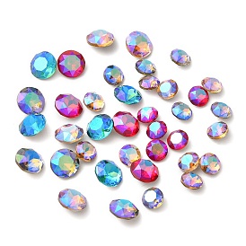 Cabujones de diamantes de imitación de cristal, puntiagudo espalda y dorso plateado, facetados, diamante