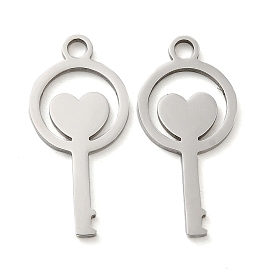 Ion Plating(IP) 316L Surgical Stainless Steel Pendants, Key with Flower & Heart
