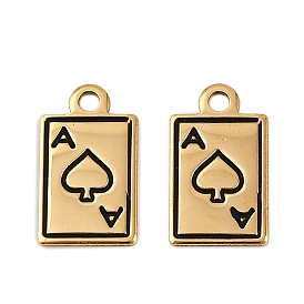 304 нержавеющей стальной эмали подвески, ионное покрытие (ip), прелести игральных карт, туз пик, реальный 18 k позолоченный
