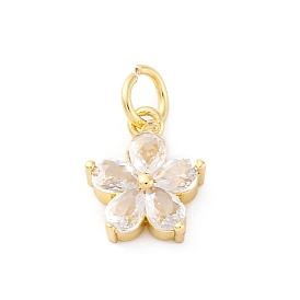 Латунные микро проложить кубического циркония прелести, без кадмия и без свинца, цветок, с целью перехода в кольце