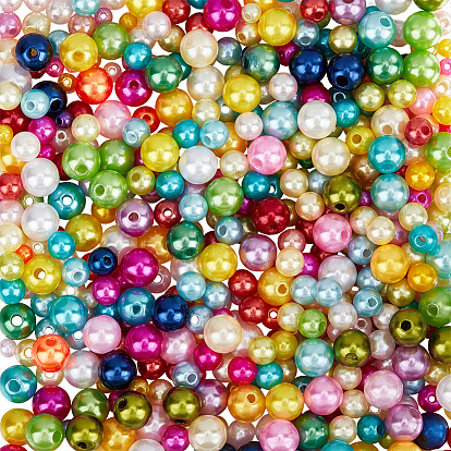 2450шт 3 стили бусины из АБС-пластика, имитации жемчуга, круглые