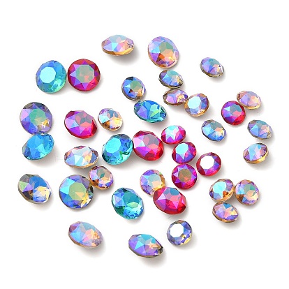 Cabujones de diamantes de imitación de cristal, puntiagudo espalda y dorso plateado, facetados, diamante