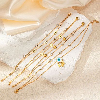 304 из нержавеющей стали браслеты многожильных, браслеты для женщин, с кубического циркония